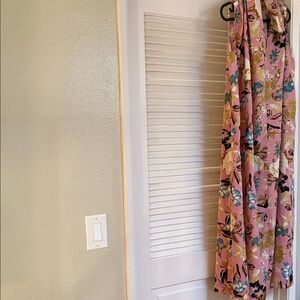 Pink Floral Satiny Long sleeveless Dress L-XL